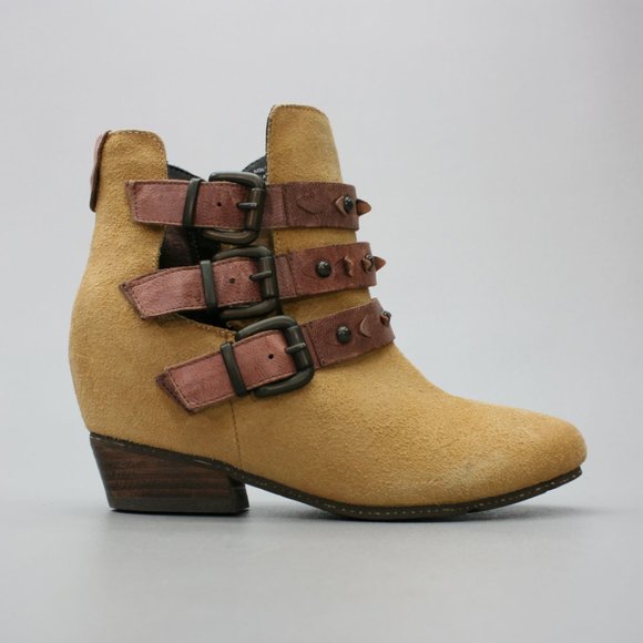 Anthropologie OTBT Ladies 6.5 Valley View Honey Side-zip Ankle Strap Booties - Picture 4 of 12